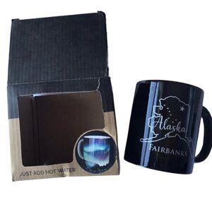 NEW Alaska Fairbanks Color Changing Mug Black Made in USA Auora Borealis